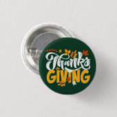 Green & Yellow Thanksgiving Pin Button 缶バッジ (正面&裏面)