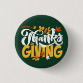 Green & Yellow Thanksgiving Pin Button 缶バッジ (正面)