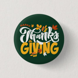 Green & Yellow Thanksgiving Pin Button 缶バッジ