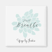 Green Yoga Breathe White Floral マグネット (正面)