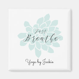 Green Yoga Breathe White Floral マグネット