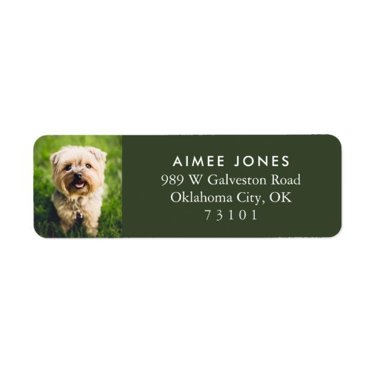 Green Your Pet's Photo Custom Return Address Label ラベル (正面)