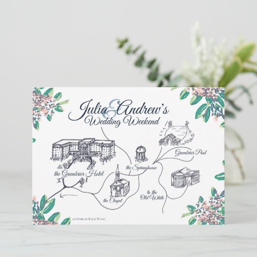 Greenbrierの結婚式の週末のスケジュールの最終 招待状 (スタンド正面)