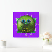 Greendle Wuzzybuttの子供のおもしろいの漫画の時計 スクエア壁時計 (ホーム)