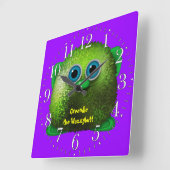 Greendle Wuzzybuttの子供のおもしろいの漫画の時計 スクエア壁時計 (傾斜)