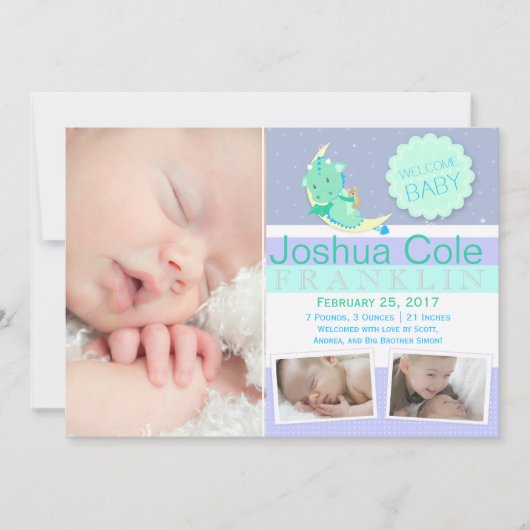 GreenDragon写真誕生のお知らせ 案内状 (正面)