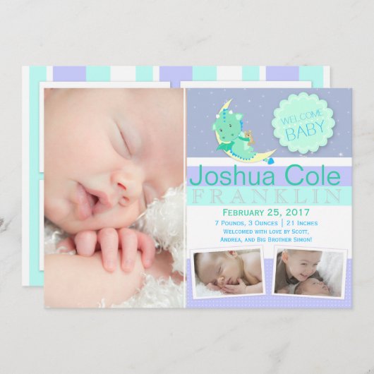 GreenDragon写真誕生のお知らせ 案内状 (正面/裏面)