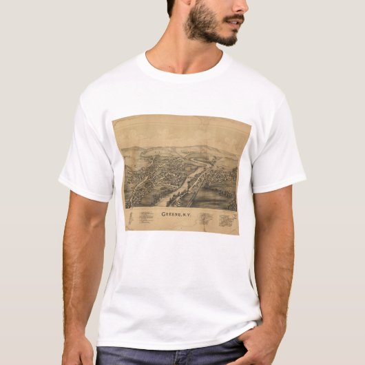Greene NYのパノラマ式の地図のTシャツ Tシャツ (正面)