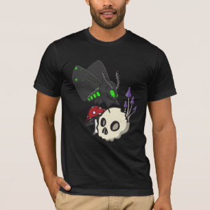 Greeneed Moth、スカル、きのこのシャツ Tシャツ