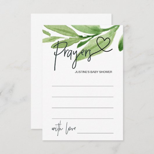 Greener Neutral Baby Shawerゲーム祈りの言葉カードハート エンクロージャーカード (正面/裏面)