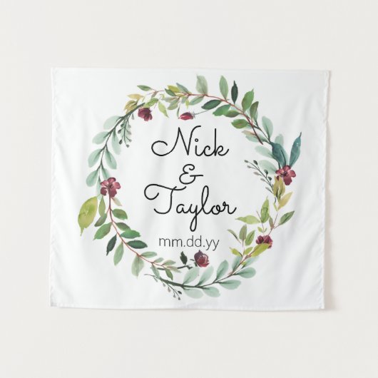 Greeneryの結婚Back Drop、Boho秋フォトブース タペストリー (正面(横))