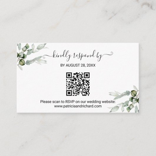 Greeneryの結婚QRオンラインRSVP エンクロージャーカード (正面)