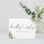 Greeneryの離れハートスクリプト曲リクエストRSVP インビテーションポストカード (スタンド正面)