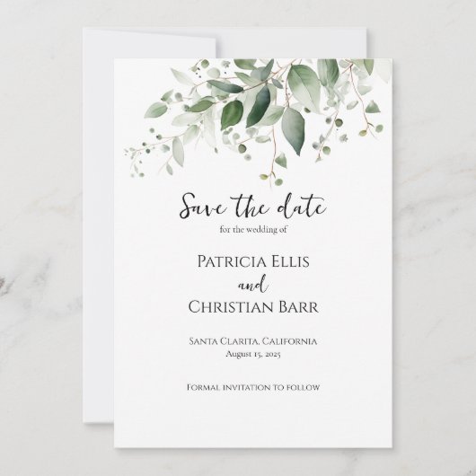 greeneryエレガント招待を保存 招待状 (正面)