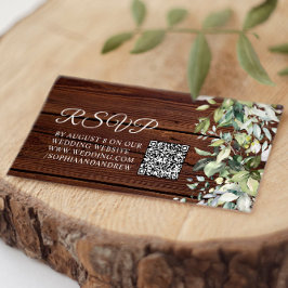 Greeneryエレガント WoodのQRコー結婚ドRSVP エンクロージャーカード