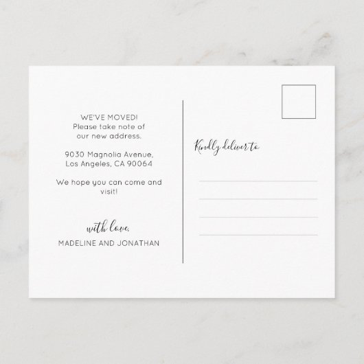 Greeneryスクリプト新しいアドレス引っ越しましたの移動 案内ポストカード (裏面)