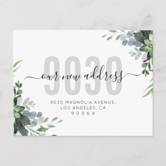 Greeneryスクリプト新しいアドレス引っ越しましたの移動 案内ポストカード (正面)