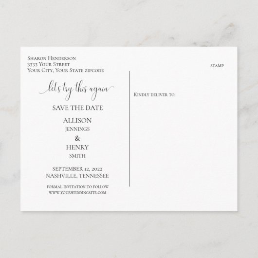 Greeneryスクリプト日付を変更する日付を保存する 案内ポストカード (裏面)