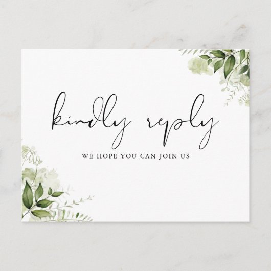 Greeneryフローラ曲リクエストRSVPポストカード インビテーションポストカード (正面)