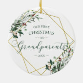 Greenery私たちの初めてのクリスマス祖父母2020 セラミックオーナメント (裏面)