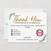 Greenery金ゴールドビジネス用パッケージ挿入カード サンキューカード (正面)