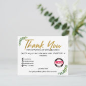 Greenery金ゴールドビジネス用パッケージ挿入カード サンキューカード (スタンド正面)