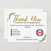 Greenery金ゴールドビジネス用パッケージ挿入カード サンキューカード (正面/裏面)