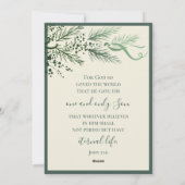 Greenery エレガント John 3:16写真モダンクリスマス シーズンカード (裏面)