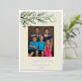 Greenery エレガント John 3:16写真モダンクリスマス 箔シーズンカード (立ち正面)