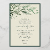 Greenery エレガント John 3:16写真モダンクリスマス 箔シーズンカード (裏面)