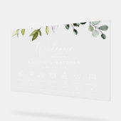 Greenery、ユーカリ葉ス、結婚のタイムライン アクリルサイン (傾斜)