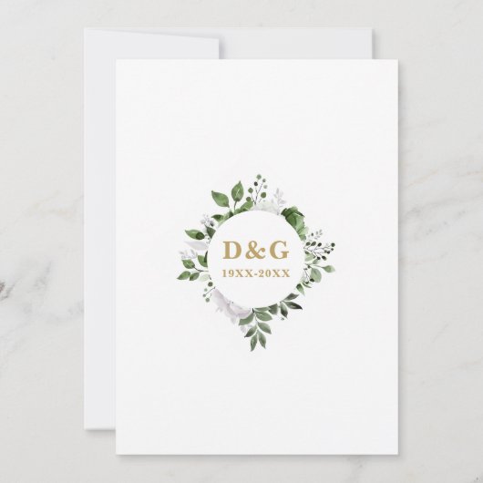 Greenery 50th結婚の記念日を保存 セーブザデート (裏面)