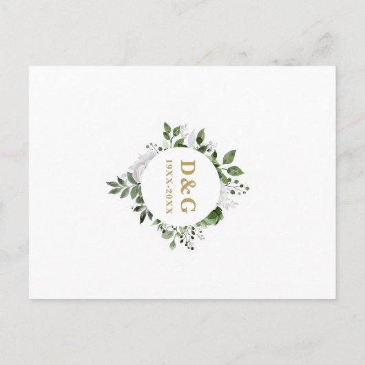 Greenery 50th結婚の記念日を保存 ポストカード (裏面)