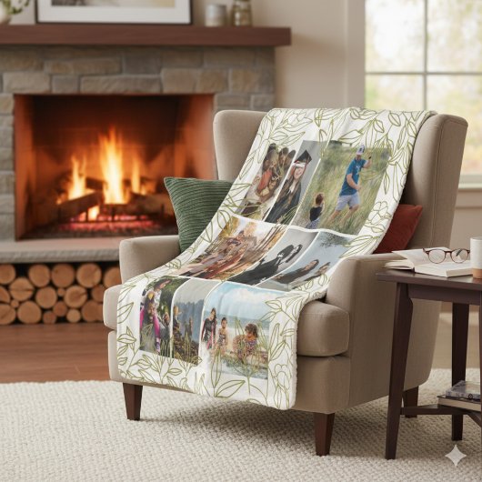 Greenery 9 Photo Collage Personalized シェルパブランケット