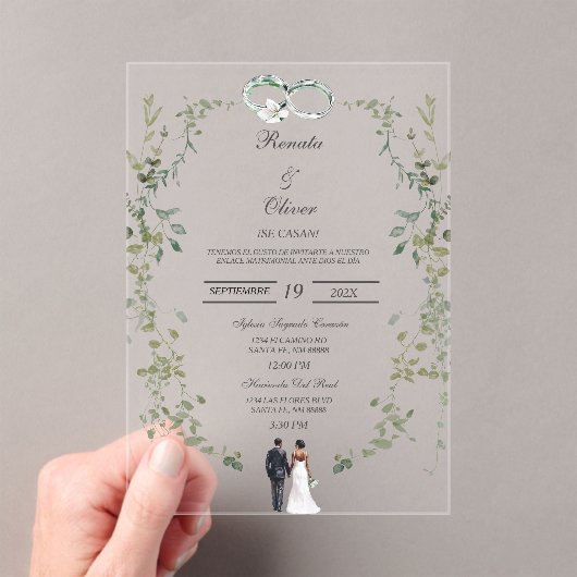 Greenery acrylic wreath Spanish Wedding アクリル招待状 (インサイチュ (ポータブル))