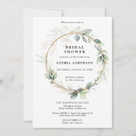 Greenery and Gold Bridal Shower Invitation 招待状