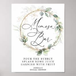 Greenery and Gold Bridal Shower Mimosa Bar ポスター