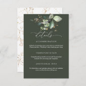 Greenery and Gold Wedding Details Card エンクロージャーカード (正面/裏面)