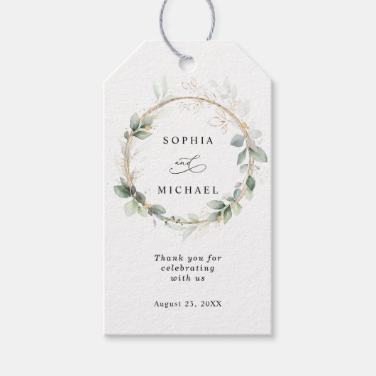 Greenery and Gold Wedding Gift Tag ギフトタグ (正面)