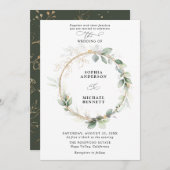 Greenery and Gold Wedding Invitation 招待状 (正面/裏面)