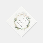 Greenery and Gold Wedding Napkins スタンダードカクテルナプキン (角)