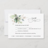 Greenery and Gold Wedding RSVP Card (正面)