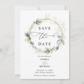 Greenery and Gold Wedding Save the Date Invitation 招待状 (正面)