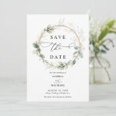 Greenery and Gold Wedding Save the Date Invitation 招待状 (スタンド正面)