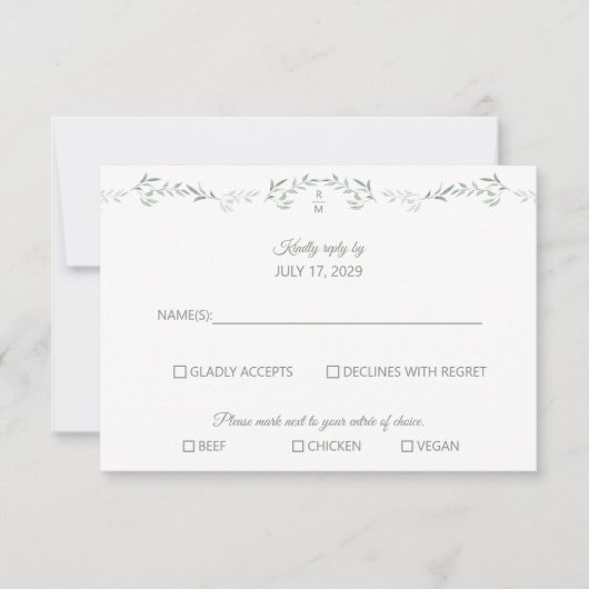 Greenery and Monogram RSVP Response Card (正面)