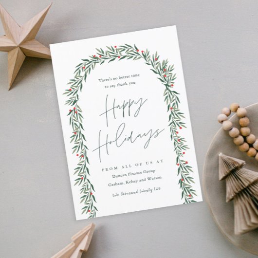 Greenery Arch モダン Script Business シーズンカード