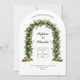 greenery arch flowers romantic wedding invitation 招待状