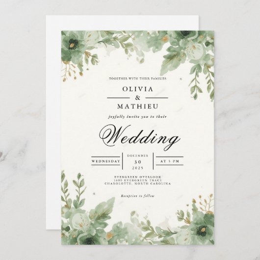 Greenery Arch Wedding 招待状 (正面/裏面)