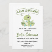 Greenery baby dinosaur baby shower invitations 招待状 (正面/裏面)