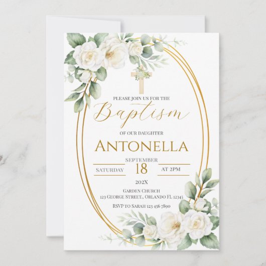Greenery Baptism Invitation 招待状 (正面)